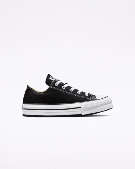 Topanky Na Platforme Converse Chuck Taylor All Star Lift Nizke Dievcenske Čierne Biele Čierne | SK BHOPY0